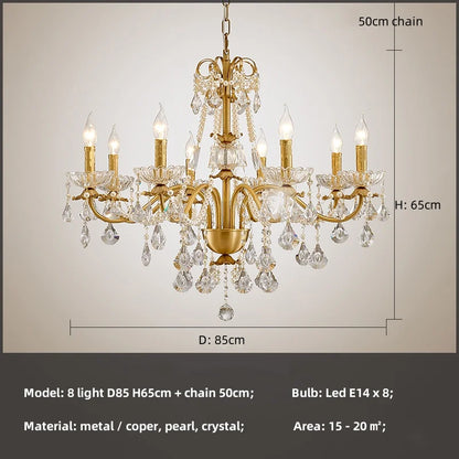 DecorBites™ Crystal Pendant Chandelier Foyer Light Luxury Candle Design Led Lamparas