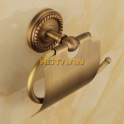 DecorBites™ Brass Bathroom Set: Robe Hook, Paper Holder, Towel Bar, Towel Ring - 4 Piece Kit
