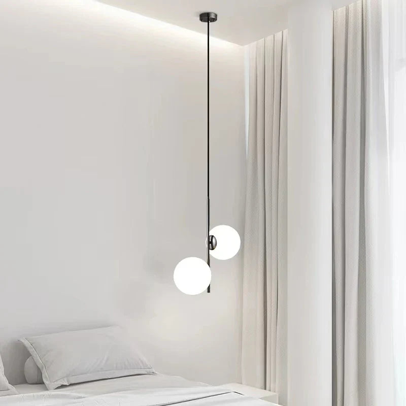 DecorBites™ Brass/Black Glass Ball LED Pendant Lights Modern Bedroom Living Room Hanging Lamps