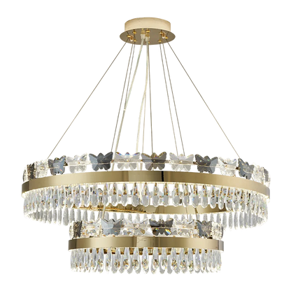 Lámpara de salón DecorBites™ Crystal Butterfly: Iluminación de lujo posmoderna para comedor