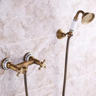 DecorBites™ Brass Bathtub Shower Set Wall Mounted - Hot and Cold Mixer Taps