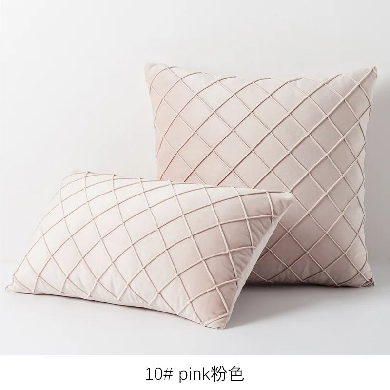 DecorBites™ Embroidered Lattice Cushion Cover Pleat - 45X45CM