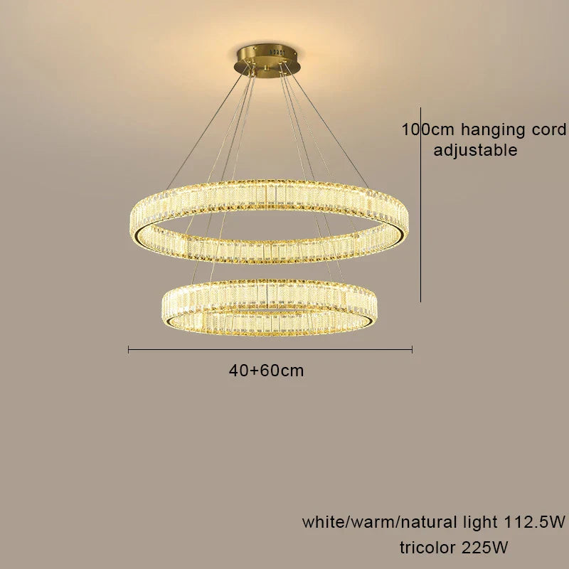 DecorBites™ Crystal Chandelier Pendant Lamps for Home Decor and Modern Living Room Lighting