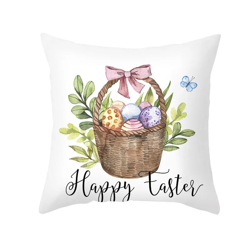 DecorBites™ Easter Egg Bunny Flower Birds Sofa Pillow Cover