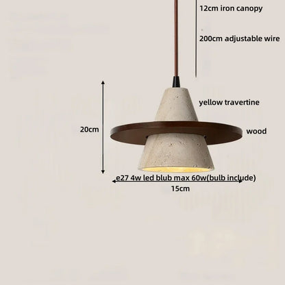 DecorBites™ Iron LED Pendant Light Fixture for Home Living Room, Restaurant Yellow Travertine Ball Hang Lamp