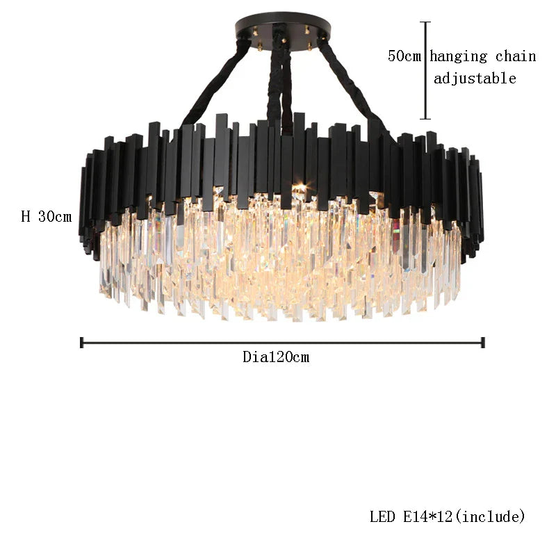 DecorBites™ Gold K9 Crystal Ceiling Chandelier, Dimmable Luxury Living Room Bedroom Lighting