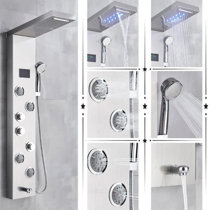 DecorBites™ LED Rainfall Shower Panel System with Temperature Screen & Massage SPA
