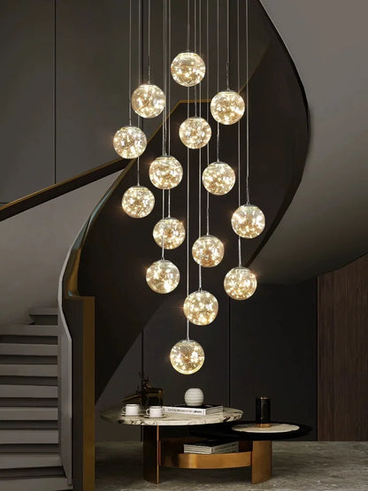 Modern Spiral Chandelier Living Room Villa Loft Free Shipping Dining Room Kitchen Chandelier Crystal Ball Stair Ceiling Light