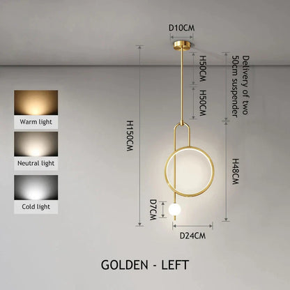 DecorBites™ Gold Black Ring Glass Ball LED Pendant Chandelier