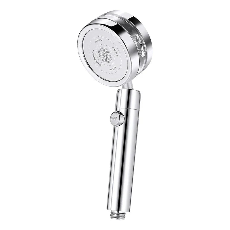 DecorBites™ Double Panel Turbo Shower Head with Spiral Water Flow and One Key Stop