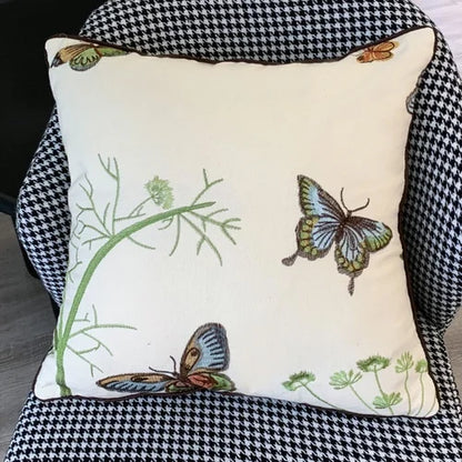 Funda de cojín para sofá DecorBites™ con diseño bordado de mariposa y libélula, diseño europeo.