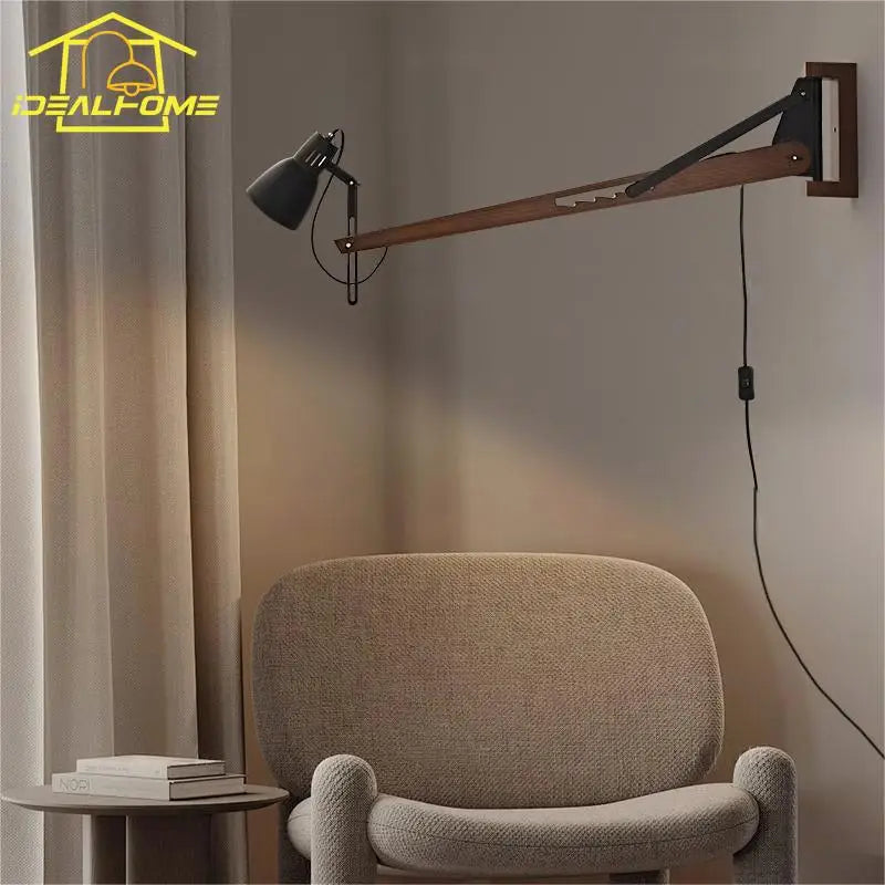 Wood Swing Arm Lamp