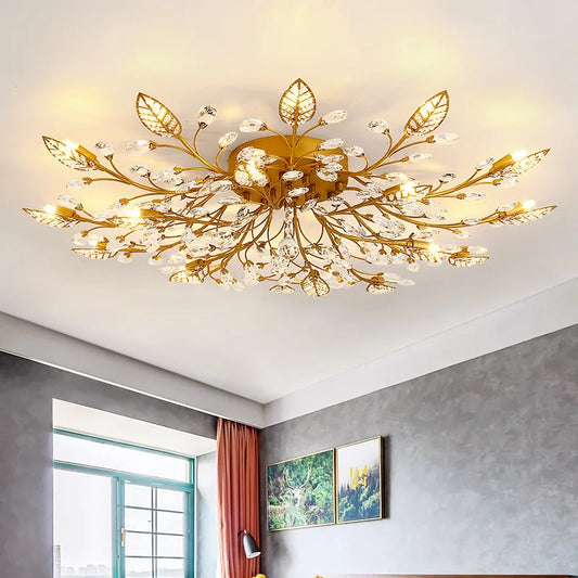 DecorBites™ Crystal Ceiling Chandelier LED Fixture Lights for Living Room Bedroom by Samsarah Lighting