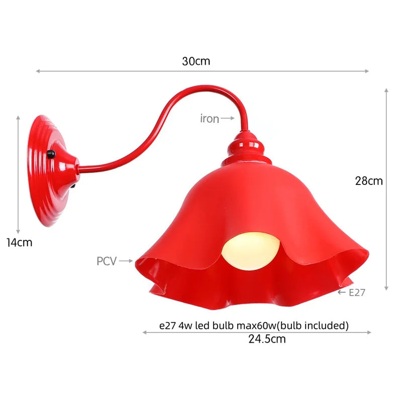 Decorbites™ Luces de Pared LED Rojas Edison - Lámpara de Mesa Industrial Vintage de Hierro