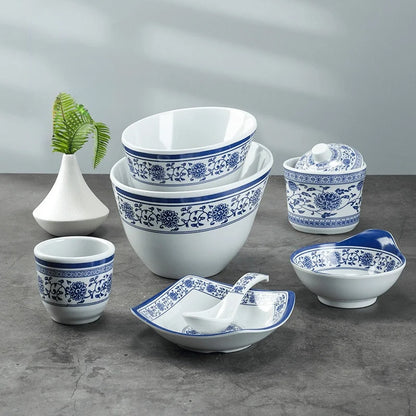 DecorBites™ Blue and White Imitation Porcelain Dinner Set