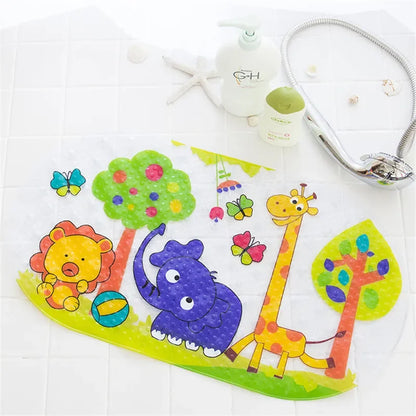 Decobites Kids PVC Bathroom Mat with Suction Cups and Drainage in 12 Colors