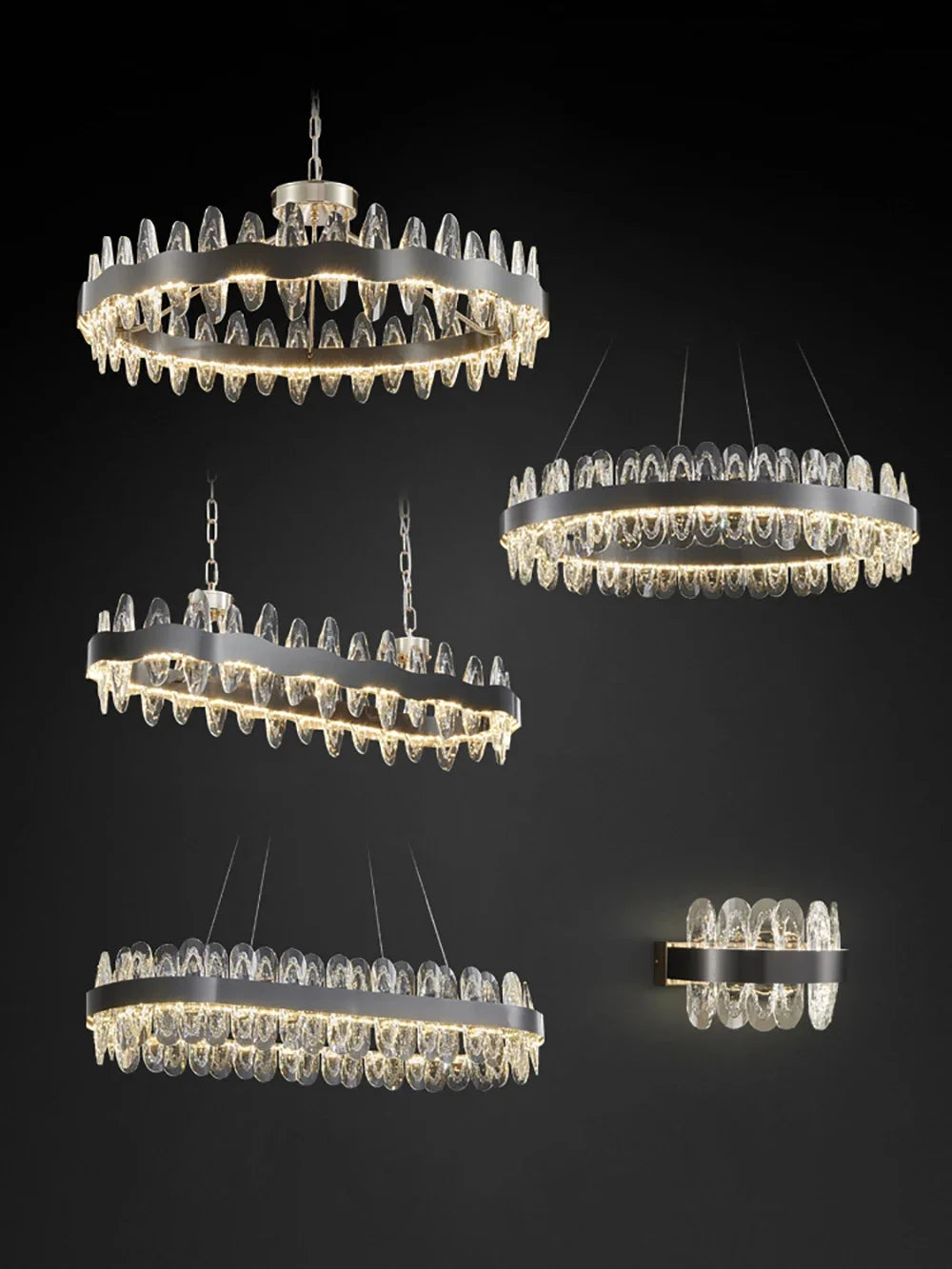 DecorBites™ Crystal LED Chandelier: Modern Luxury Interior Pendant Light for Living Room