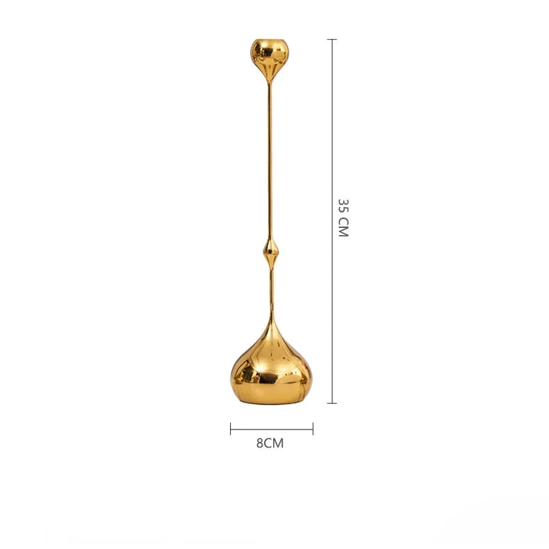 Sostenedor de velas en forma de gota de agua geométrica dorada Decorbites™ para escritorio, almacenamiento, centros de mesa para bodas
