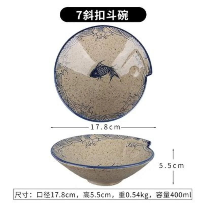 DecorBites™ Japanese Fish Print Ceramic Tableware - Special-shaped Large Dinner Plate Set