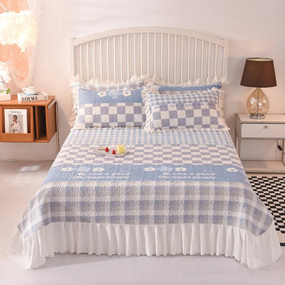 DecorBites™ Chiffon Quilted Bed Spread Set - Queen Size Cotton Bedspread Cover