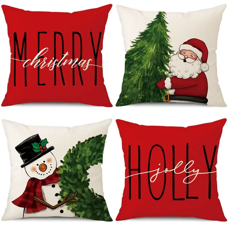 45cm Merry Christmas Cushion Cover Pillowcase 2024 Christmas Decorations for Home Ornament Happy New Year Christmas Decor 2025