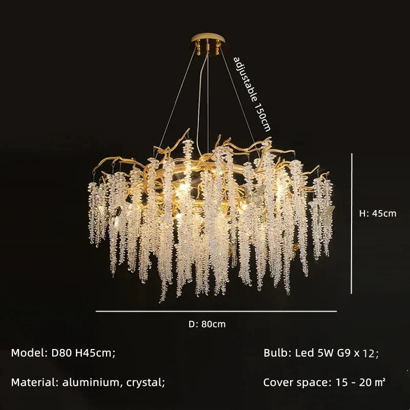DecorBites™ Gold Aluminium Branch Pendant Light Chandelier for Modern Dining Room Decor