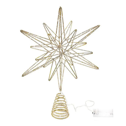 12.6 Inch Creative LED Lights Glitter Christmas Tree Decoration Christmas Tree Topper Christmas Tree Star Light Up party Props