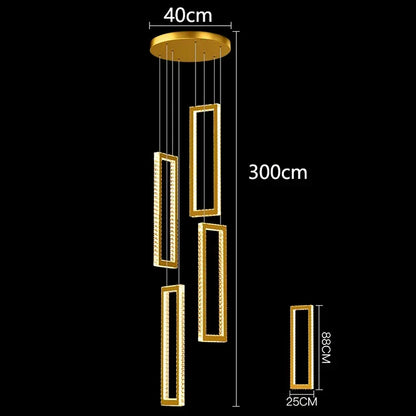 DecorBites™ Crystal Chandelier Stair Pendant for Modern Home Decoration & Interior Lighting