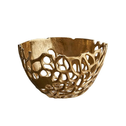 DecorBites™ Gold Coralline Fruit Tray: Stylish Home Decor & Desktop Storage