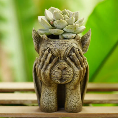 مزهرية من الراتنج على شكل غارغول من ديكوربايتس™: إكسسوار فريد لديكور المنزل والحديقة