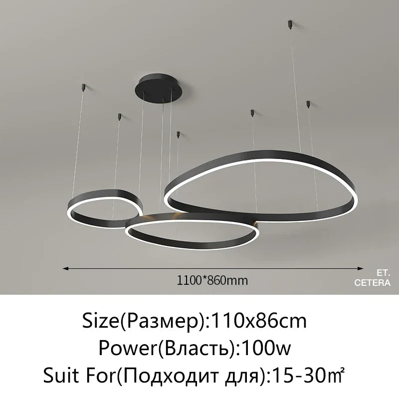 Modern White LED Ring Pendant Chandelier