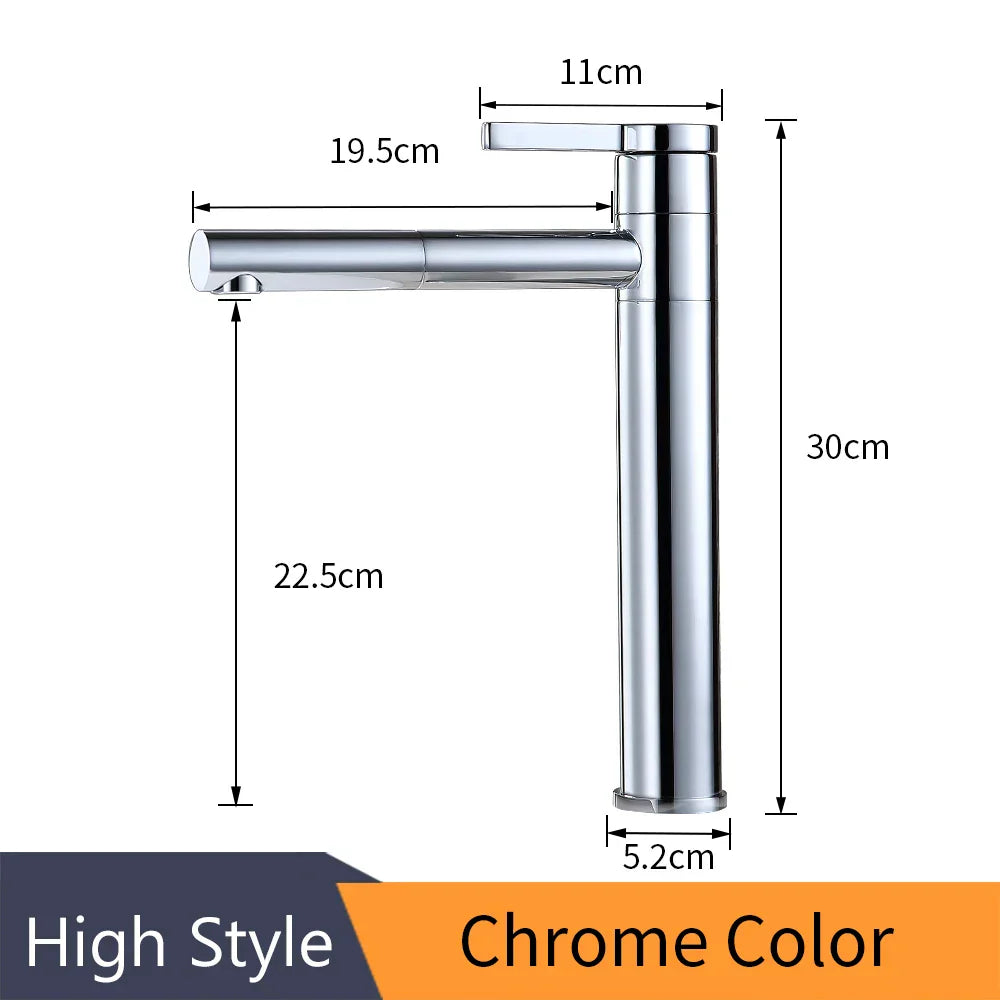 DecorBites™ Brass Bathroom Faucet Vessel Sinks Mixer - Swivel Spout Vanity Tap, Chrome Deck Mounted