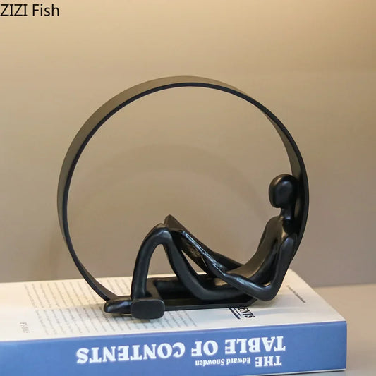 DecorBites™ Abstract Black Characters Sculpture Resins Desk Decoration for Aesthetic Room Decor