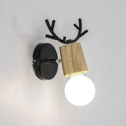 DecorBites™ LED Antlers Wall Lamp Wooden Nordic Vintage Modern Loft Bedroom Lighting E27