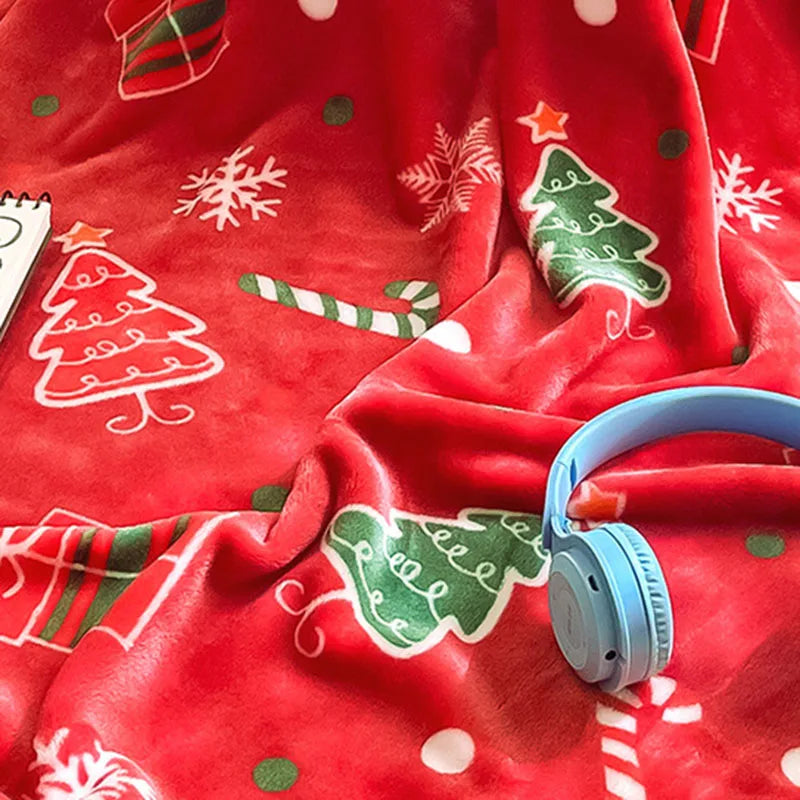 DecorBites™ Christmas Flannel Blanket - Soft & Cozy Cartoon Shawl for Home & Office