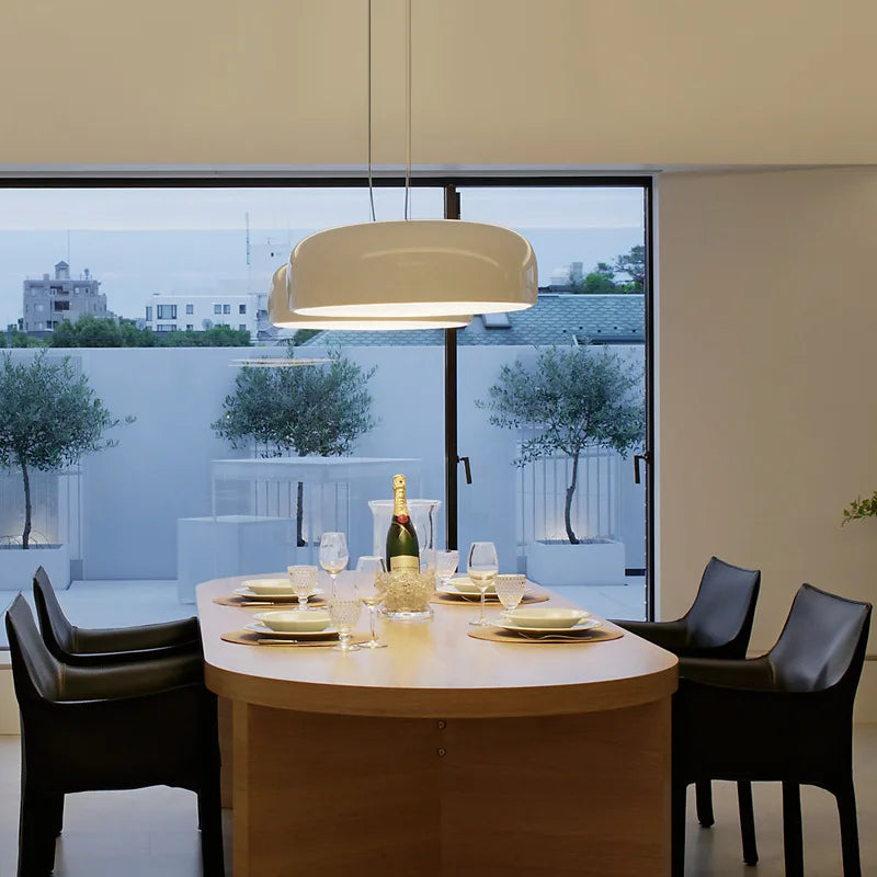 Lámpara colgante redonda negra brillante Decorbites™ para comedor, lámpara colgante moderna nórdica
