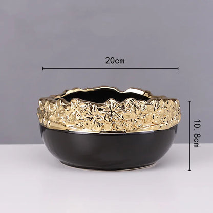 DecorBites™ Golden Edge Succulent Flower Pot Vase - Indoor Ceramic Planter Pot