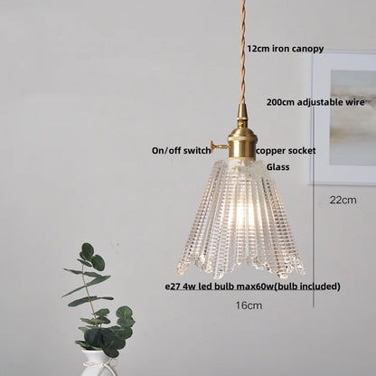 DecorBites™ Glass Copper LED Pendant Lamp with Wire Adjustment & Knob Switch