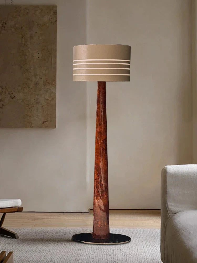 DecorBites™ Brown Leather Wooden Floor Lamp - Luxury Italian Design