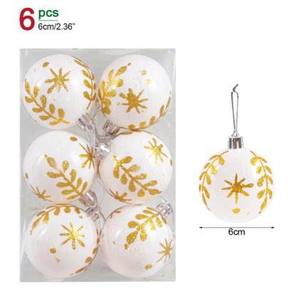 6Pcs/box 6cm Transparent Painting Christmas Ball New Year Xmas Tree Ornaments Decoration for Home 2023 Noel Navidad Gifts