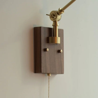 DecorBites™ Ceramic LED Wall Light Rotatable Walnut Bedside Lamp