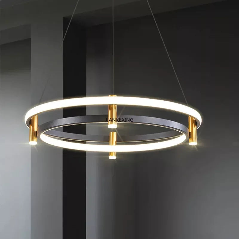 DecorBites™ Black Ring LED Pendant Chandelier for Table Dining Living Kitchen Island Lighting