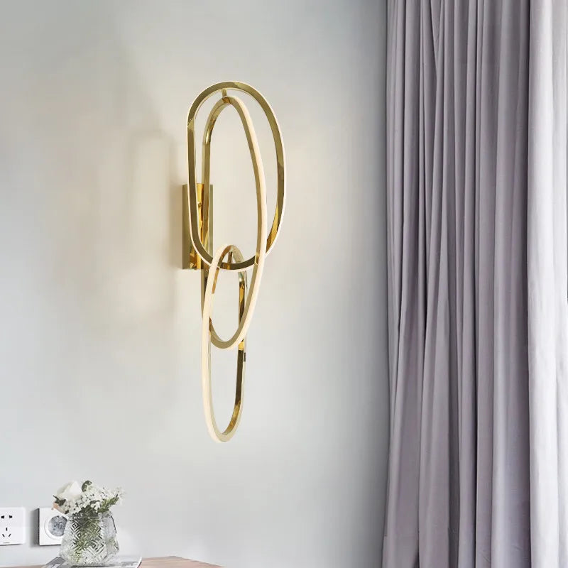 Aplique de pared LED dorado DecorBites™ con iluminación regulable, luminarias modernas de acero pulido