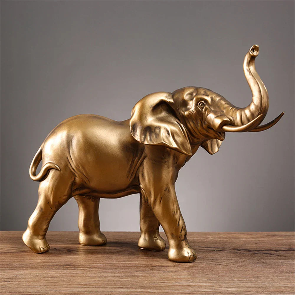 DecorBites™ Elephant Resin Sculpture: Luxury Animal Statue for Home & Office Decor