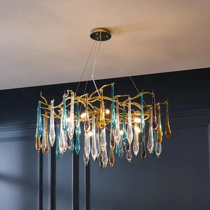 DecorBites™ Crystal Water Drop LED Chandeliers: Modern Luxury Branch Design for Living & Dining Rooms