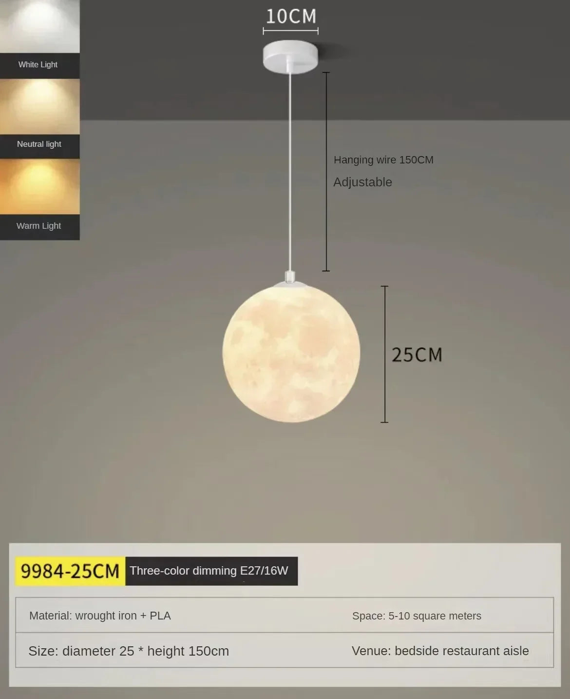 DecorBites™ LED Moon Planet Ceiling Chandelier for Home Decor
