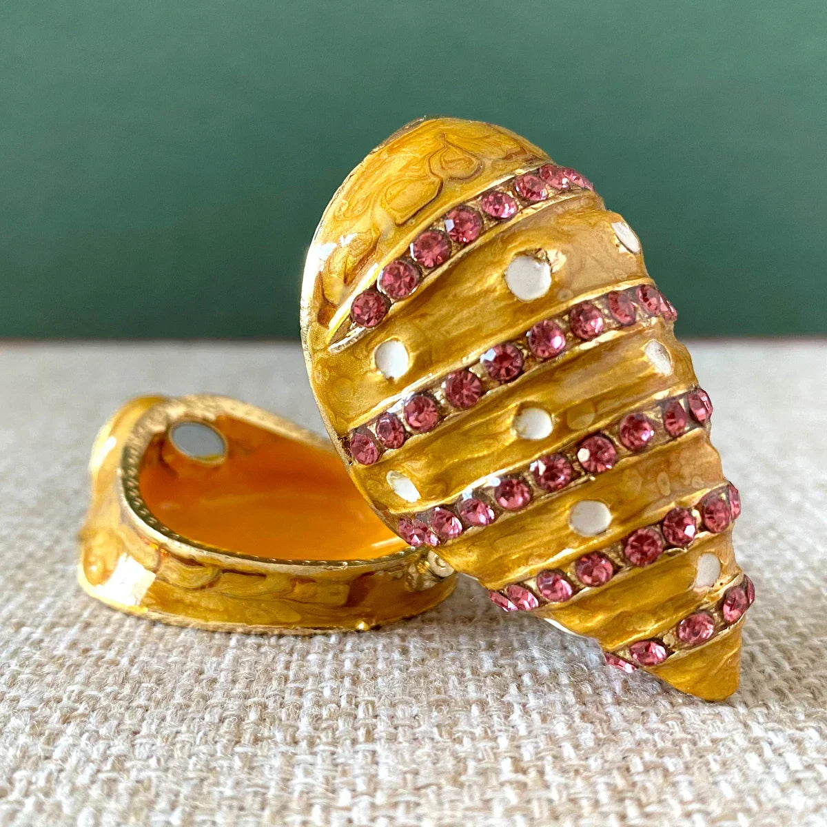 DecorBites™ Jeweled Conch Trinket Box: Enamel Shell Jewelry Holder & Home Decor