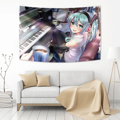 Decobites Kawaii Anime Girl Tapestry Wall Hanging - Japanese Anime Room Decor