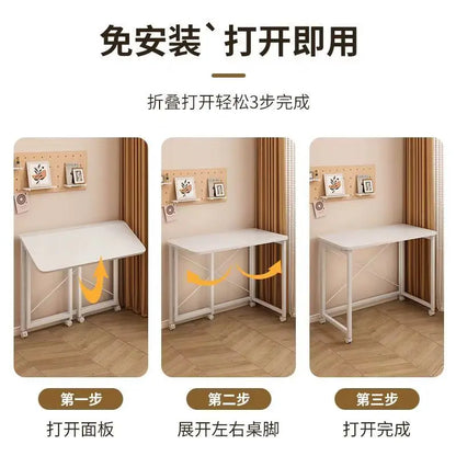 Mesa plegable compacta DecorBites™: Desmontable, ahorra espacio, portátil, sin instalación. Modelo rectangular.