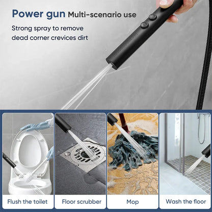 رأس دش DecorBites™ عالي الضغط مصنوع من الفولاذ المقاوم للصدأ باللون الأسود مع فوهة رش محمولة